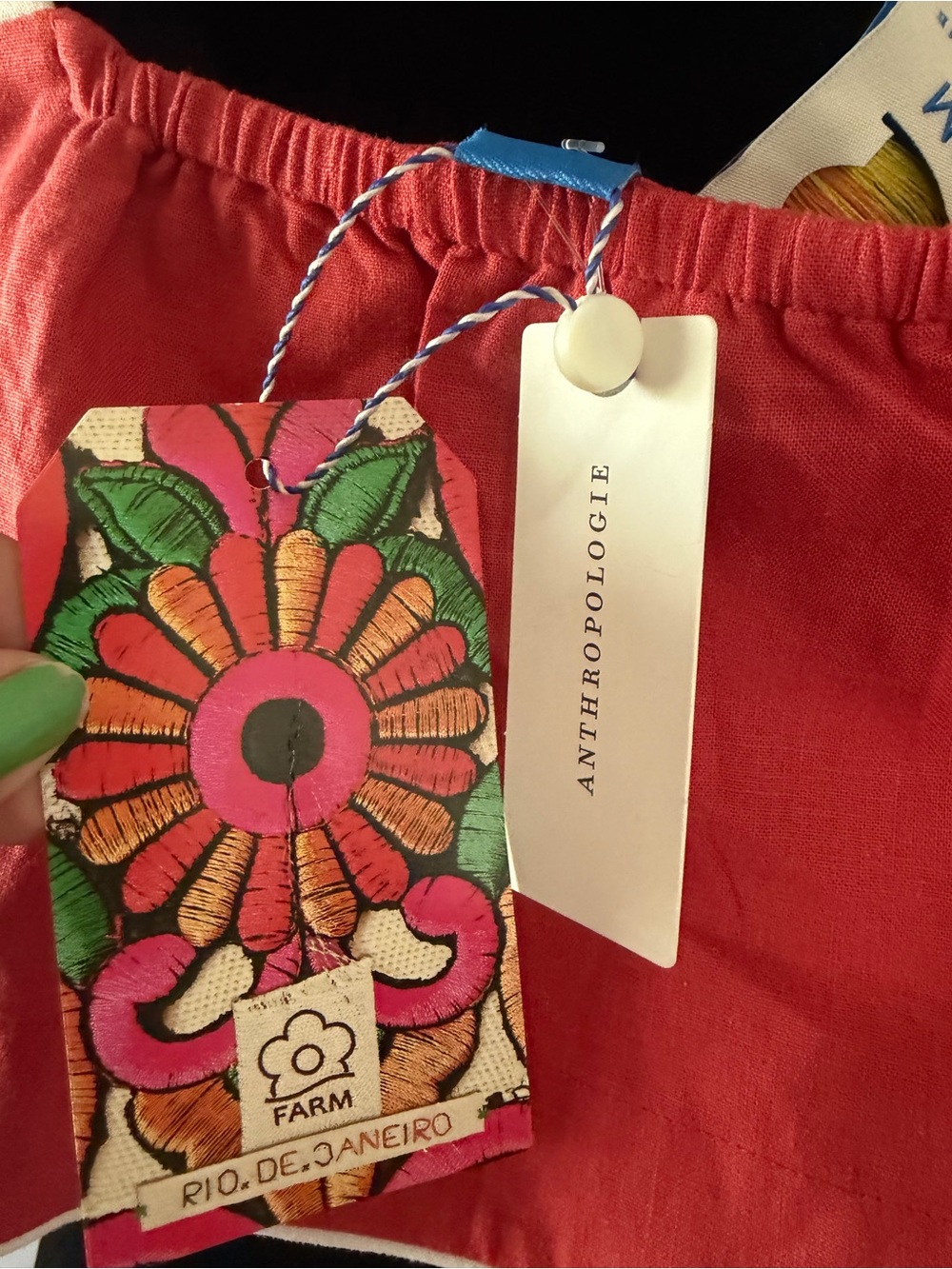 Farm Rio by Anthropologie Pink Coral Crop Top with Tropical Tag - Picture 6 of 12